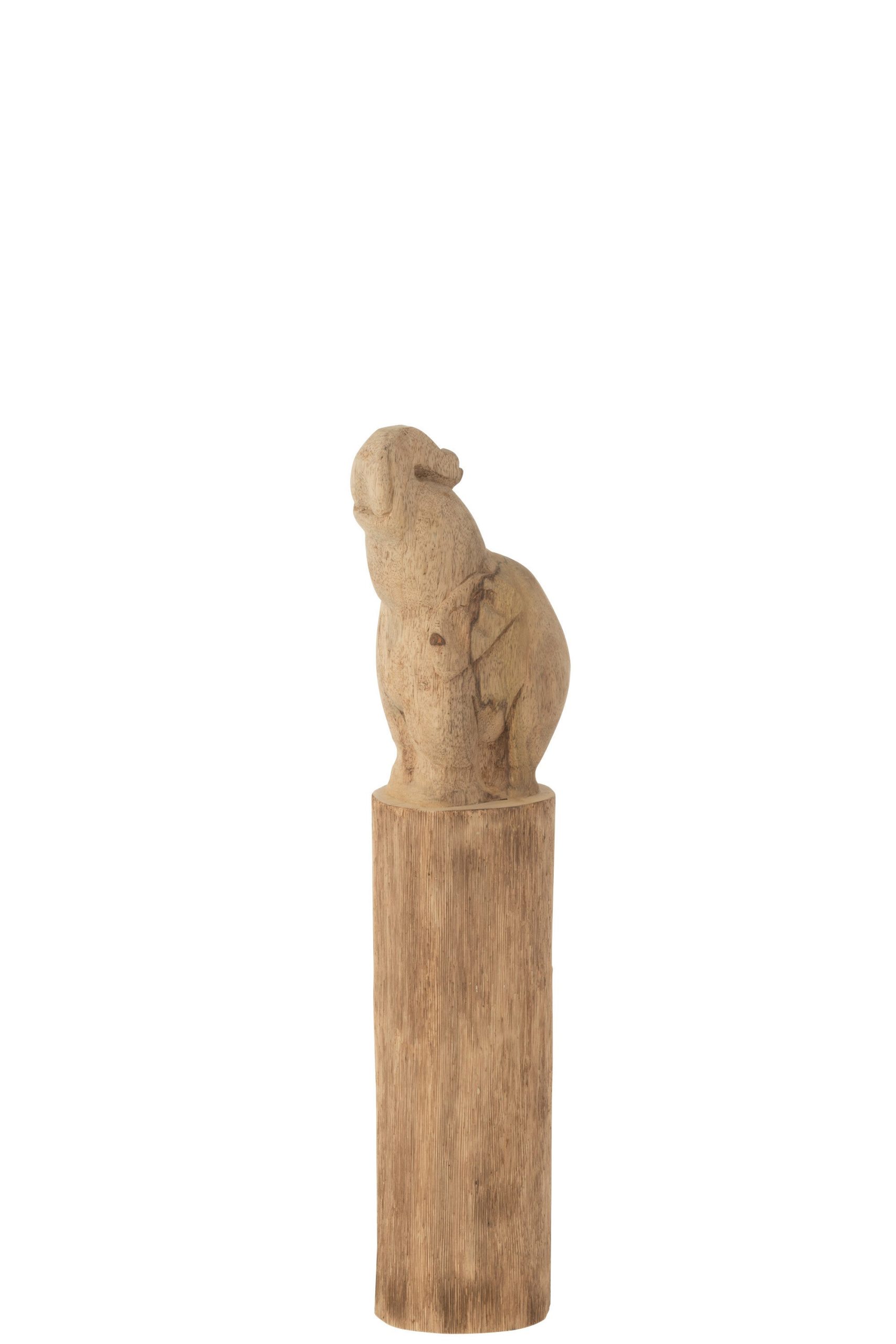 J-Line decoratie Olifant Op Boomstam - hout - naturel - small