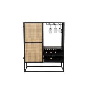 Housecraft Living Guuji Wijnkast/ Drankkast/ Barkast Laag Rotan/ Metaa
