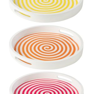 J-Line plateau Rond – hout – roze/oranje/geel – 3 stuks J-Line plateau Rond – hout – roze/oranje/geel – 3 stuks