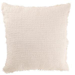 J-Line kussen Gerafelde Randen – katoen/polyester – wit