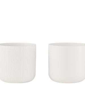 J-Line bloempot Gen – keramiek – wit – large – 2 stuks – Ø 18.5 cm J-Line bloempot Gen – keramiek – wit – large – 2 stuks – Ø 18.5 cm
