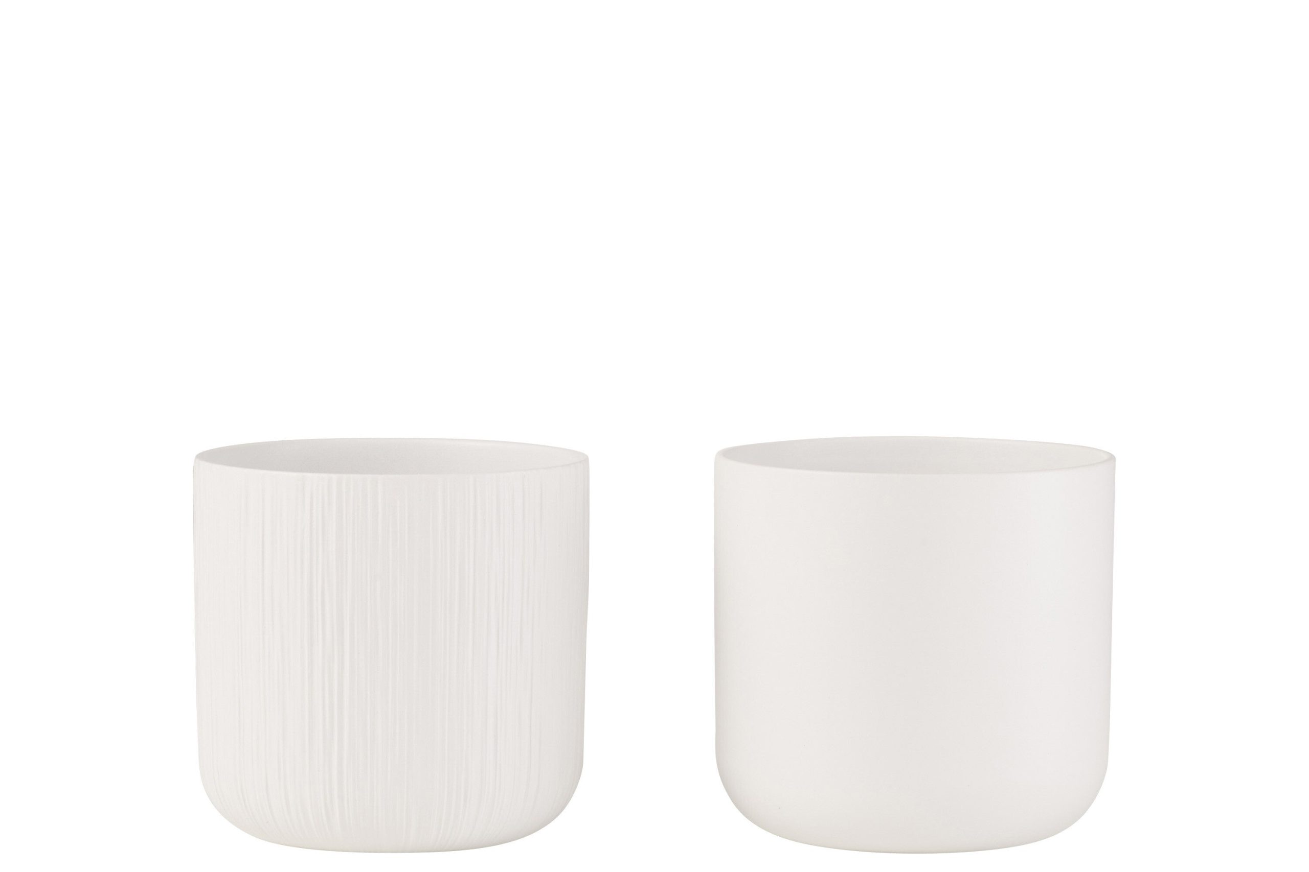 J-Line bloempot Gen - keramiek - wit - large - 2 stuks - Ø 18.5 cm