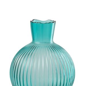J-Line vaas Bal Geribbeld – glas – turkoois – small