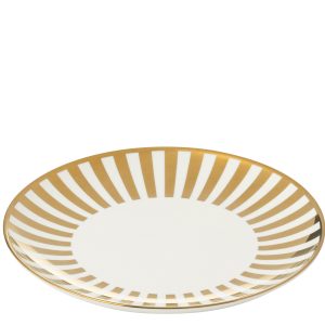 J-Line bord Gestrepen – porselein – goud/wit – medium – doos van 4 J-Line bord Gestrepen – porselein – goud/wit – medium – doos van 4