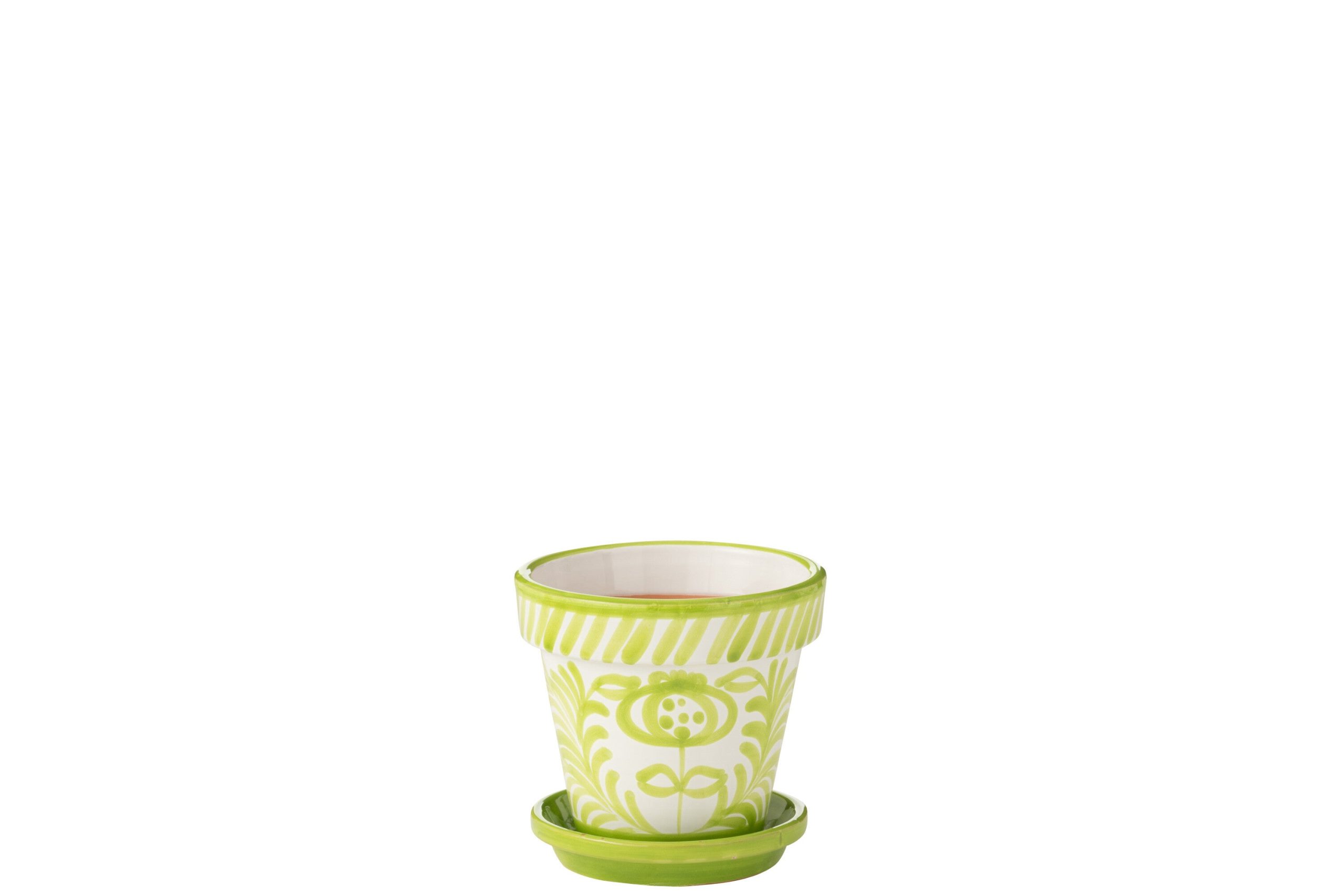 J-Line bloempot Granada Handmade + Painted - keramiek - groen - small
