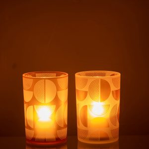 J-Line windlicht Halve Ronden – glas – oranje – large – 2 stuks J-Line windlicht Halve Ronden – glas – oranje – large – 2 stuks