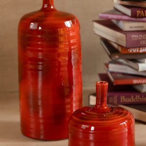 J-Line vaas Akane Fles – keramiek – rood – large