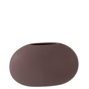 J-Line vaas Ovaal Plat – keramiek – donkerpaars – 17.5 cm hoog