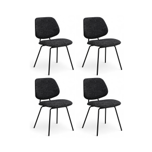 Furnhouse eetkamerstoel Sofia – Zwart – Stof (Bouclé) – Set van 4