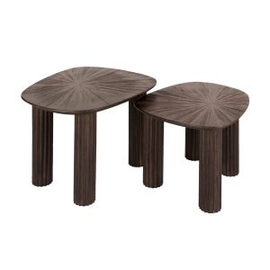 Giga Meubel Salontafel Maya – Donkerbruin Hout – Set van 2 – 76x61x38c