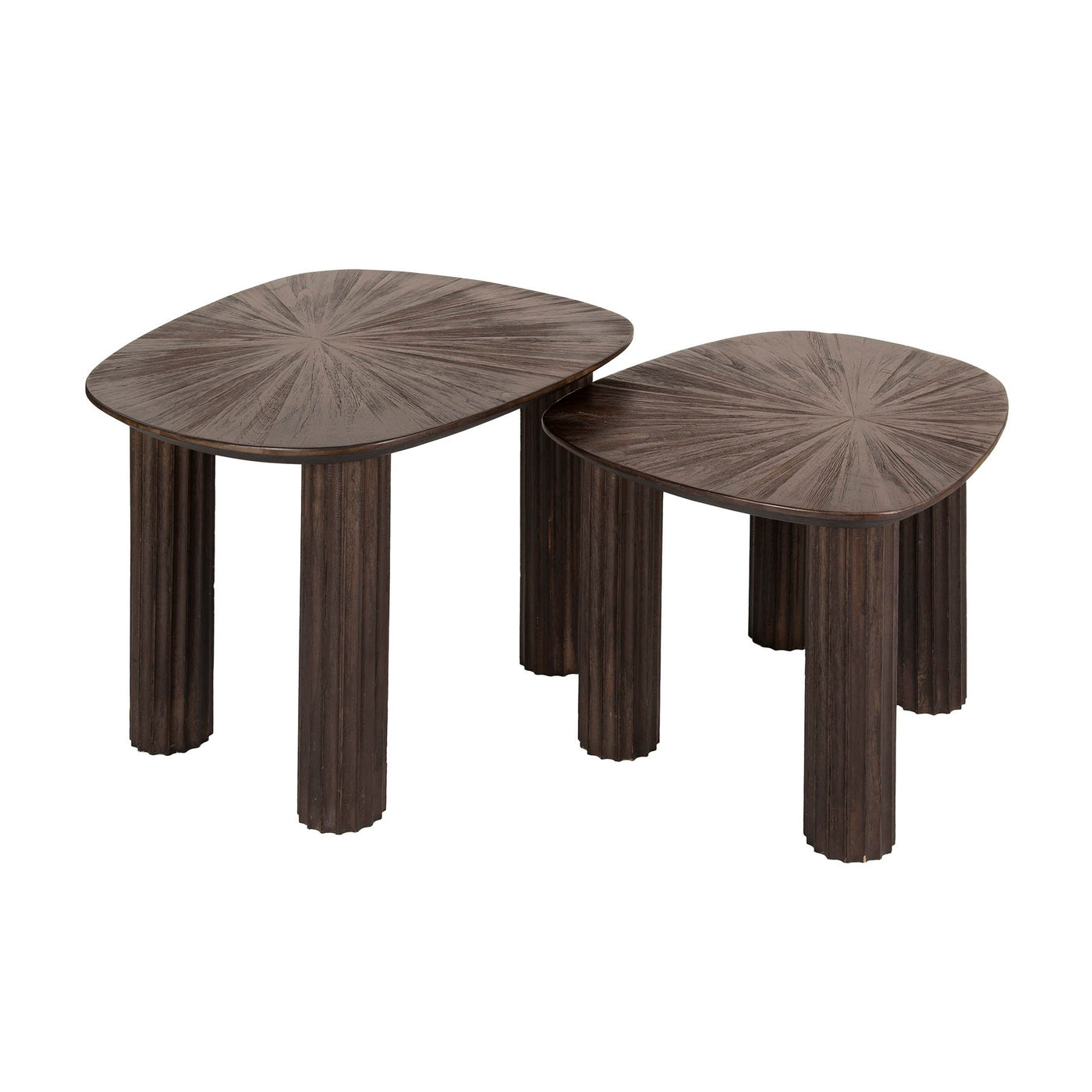 Giga Meubel Salontafel Maya - Donkerbruin Hout - Set van 2 - 76x61x38c