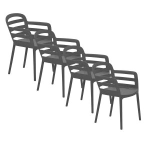 Garden Impressions tuinstoel Mira donker grijs – set van 4