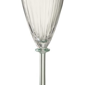 J-Line wijnglas Gestreept – glas – transparant/lichtgroen