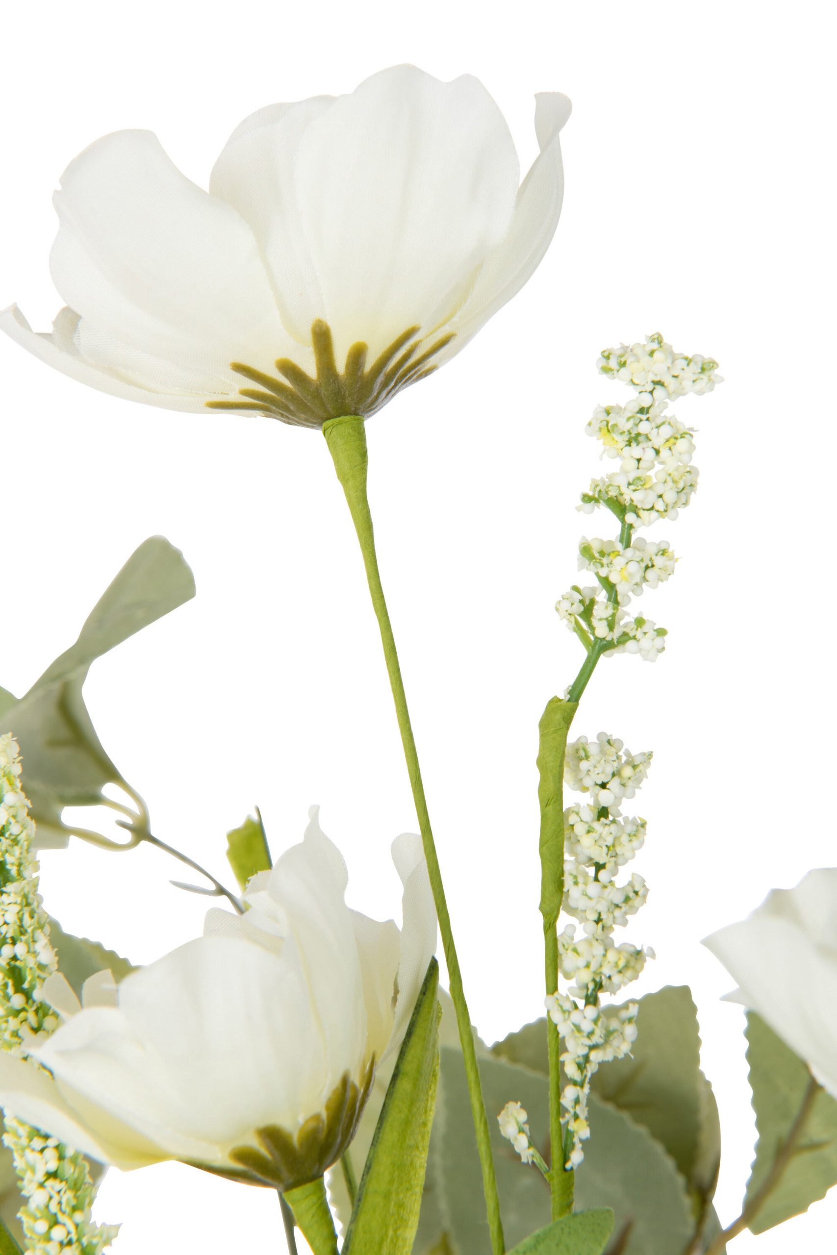 J-Line boeket Bloemen Mix - kunststof - wit