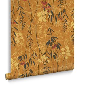 Graham & Brown Vliesbehang – Obassia Silk Opulance – Geel