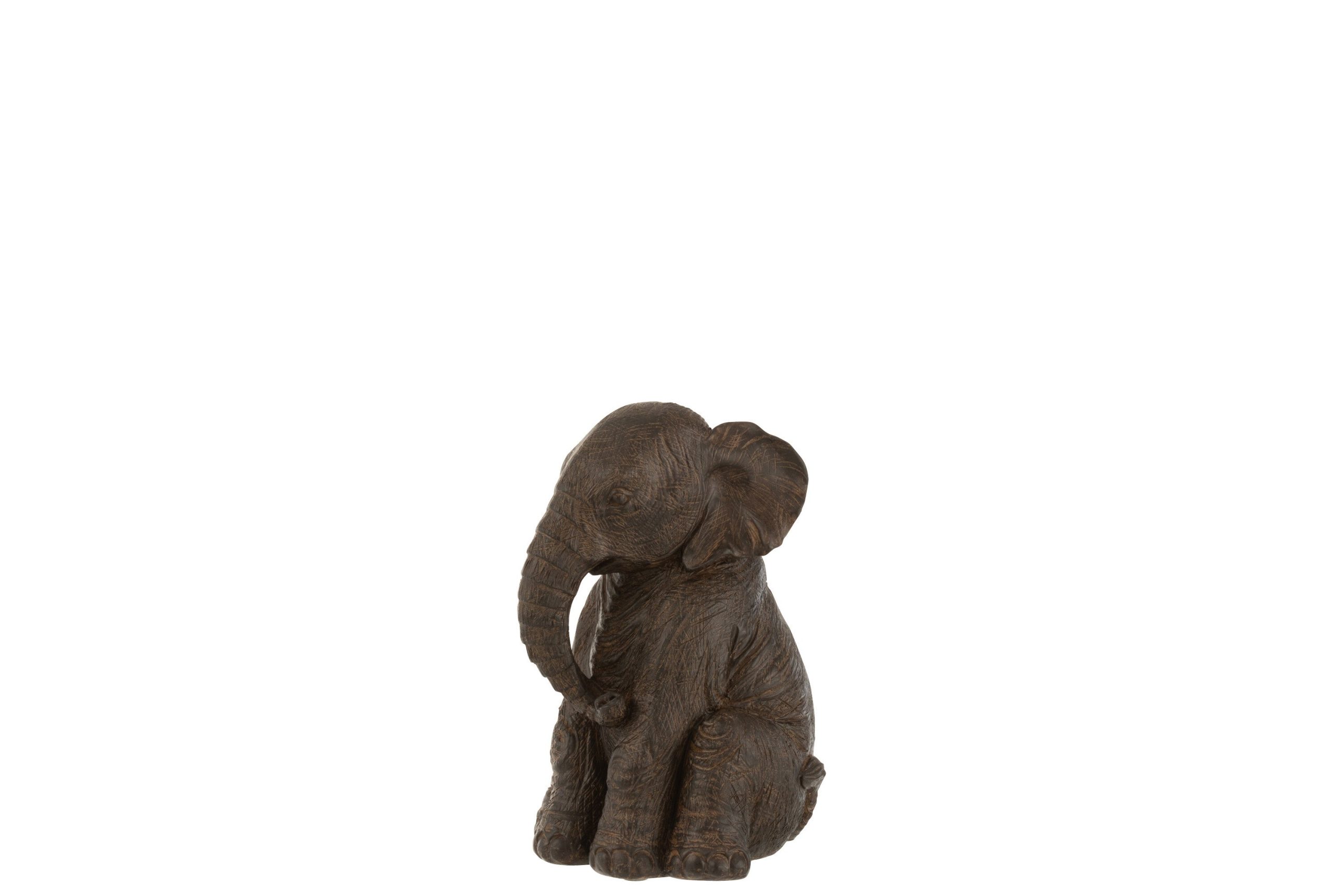 J-Line decoratie Olifant Zittend - polyresin - donkerbruin