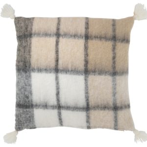 J-Line kussen Pompom – polyester – beige