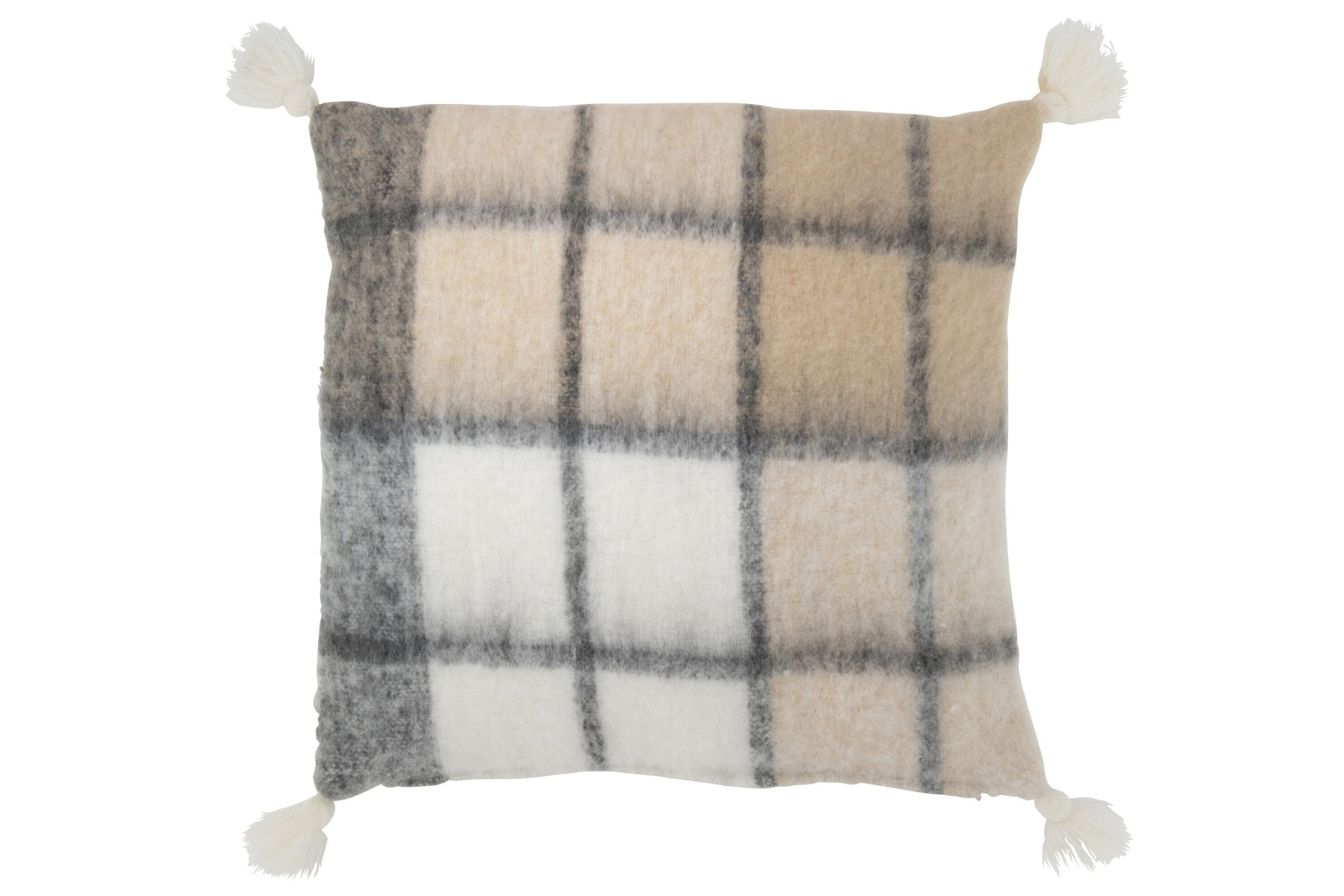 J-Line kussen Pompom - polyester - beige