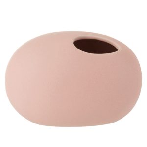 J-Line vaas Ovaal – keramiek – roze – small – 2 stuks – Ø 10 cm