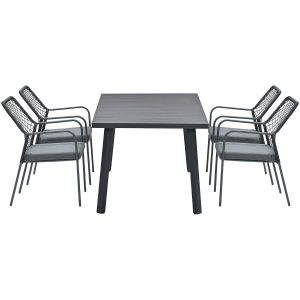 Garden Impressions Dido stoelen zwart 4 stuks + Terni tafel 160 cm