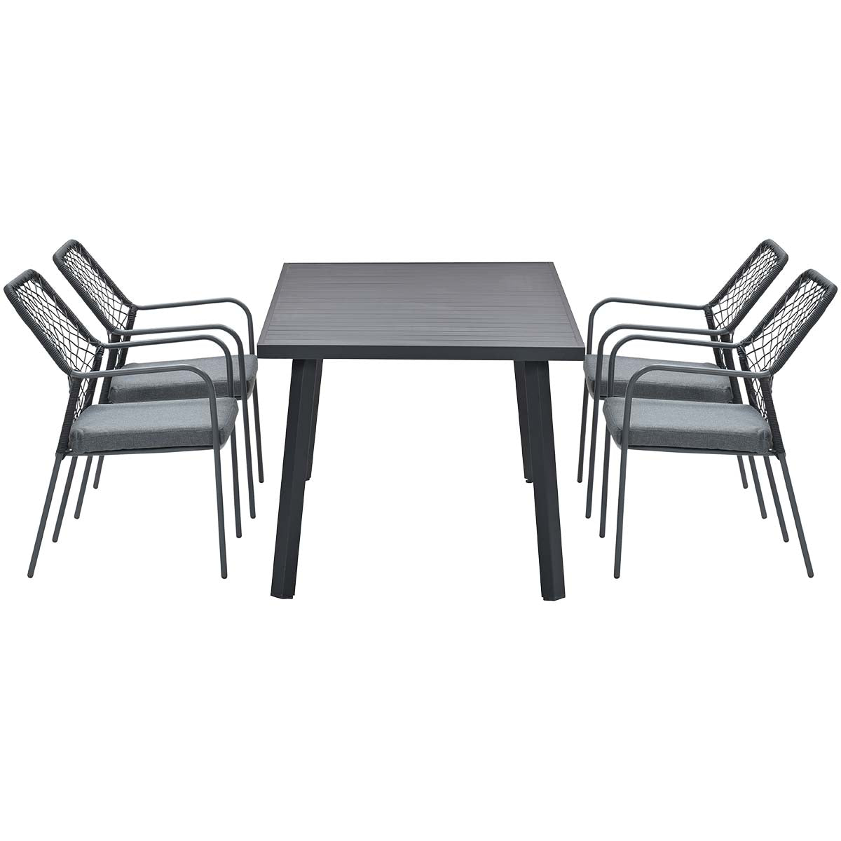 Garden Impressions Dido stoelen zwart 4 stuks + Terni tafel 160 cm