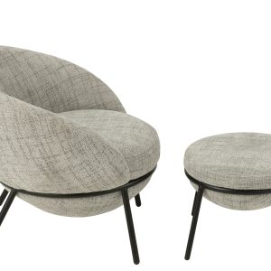 J-Line loungestoel + poef – ijzer – grijs/zwart J-Line loungestoel + poef – ijzer – grijs/zwart
