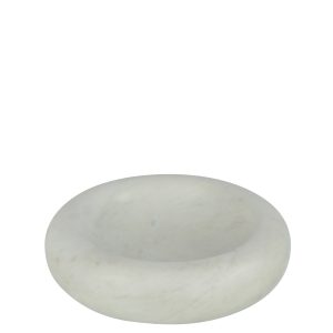 J-Line kom Rond Laag Marmer – steen – wit – small