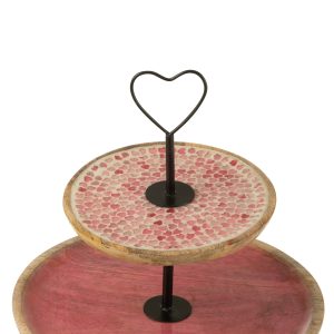 J-Line cake bord 2 bladen – mango hout – roze J-Line cake bord 2 bladen – mango hout – roze