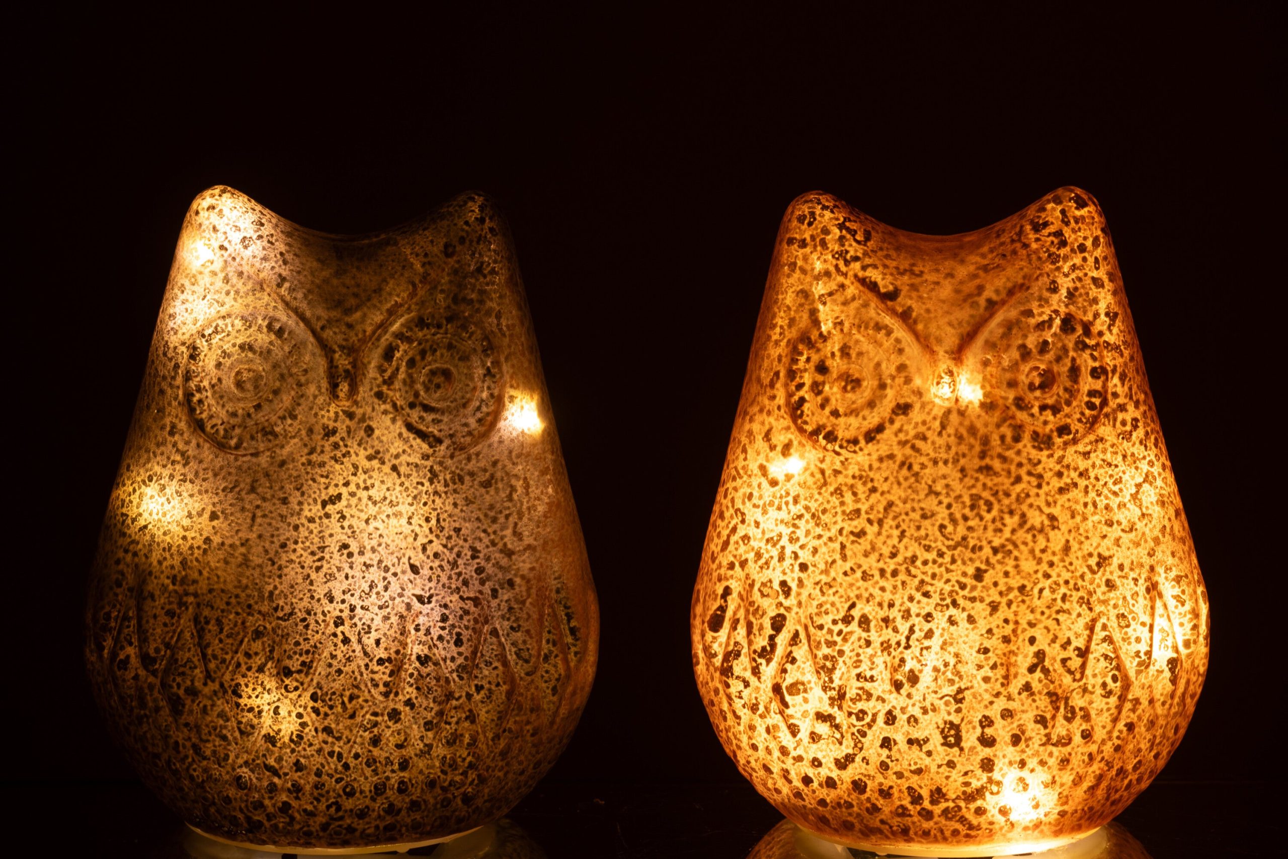 J-Line figuur Uil - glas - bruin - 2 stuks - LED