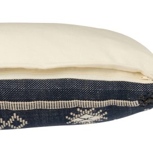 J-Line kussen Rechthoek Etnische Motieven – katoen – donkerblauw/wit