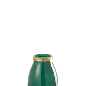 J-Line vaas Goud Boord – glas – groen – small – 28 cm hoog