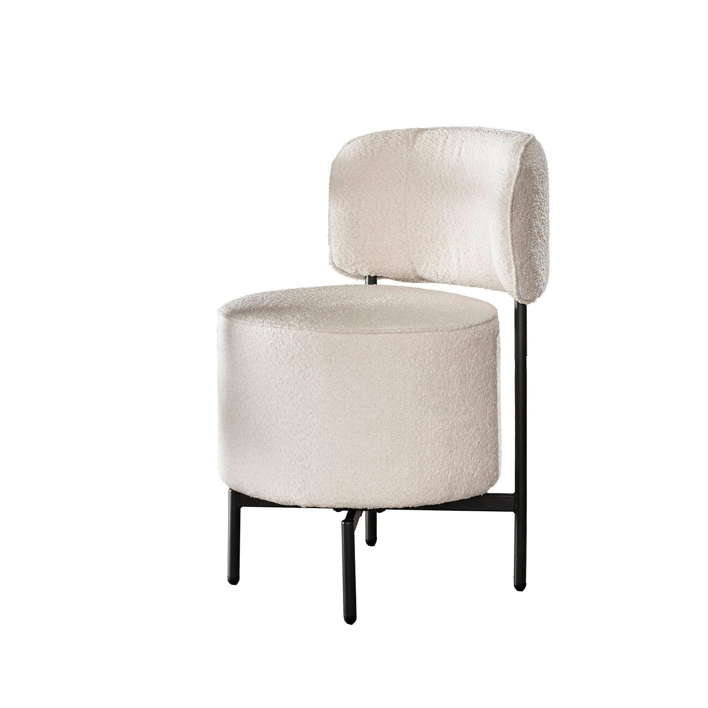Giga Meubel Eetkamerstoel Cocktail - Wit Bouclé - Draaibaar - Set van