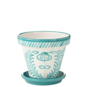 J-Line bloempot Granada Handmade + Painted – keramiek – aqua – large –