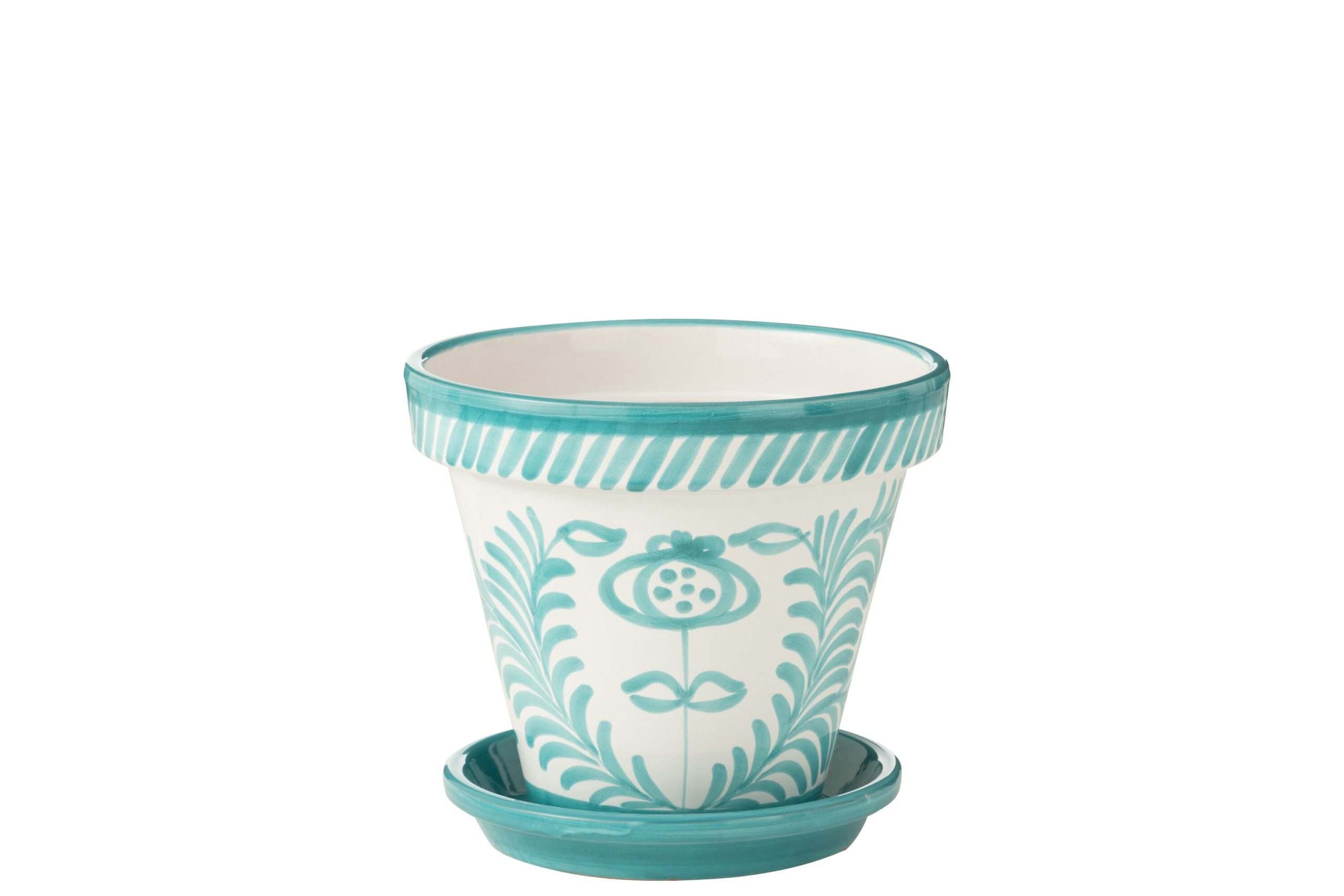 J-Line bloempot Granada Handmade + Painted - keramiek - aqua - large -