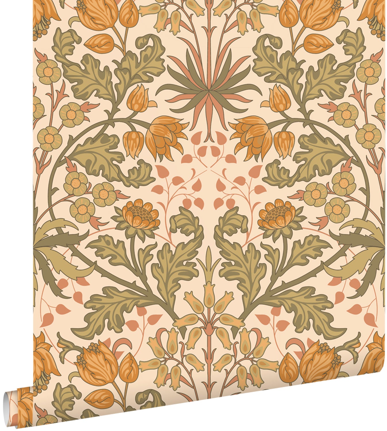 ESTAhome behang vintage bloemen in art nouveau stijl oranje 50 x 900 c