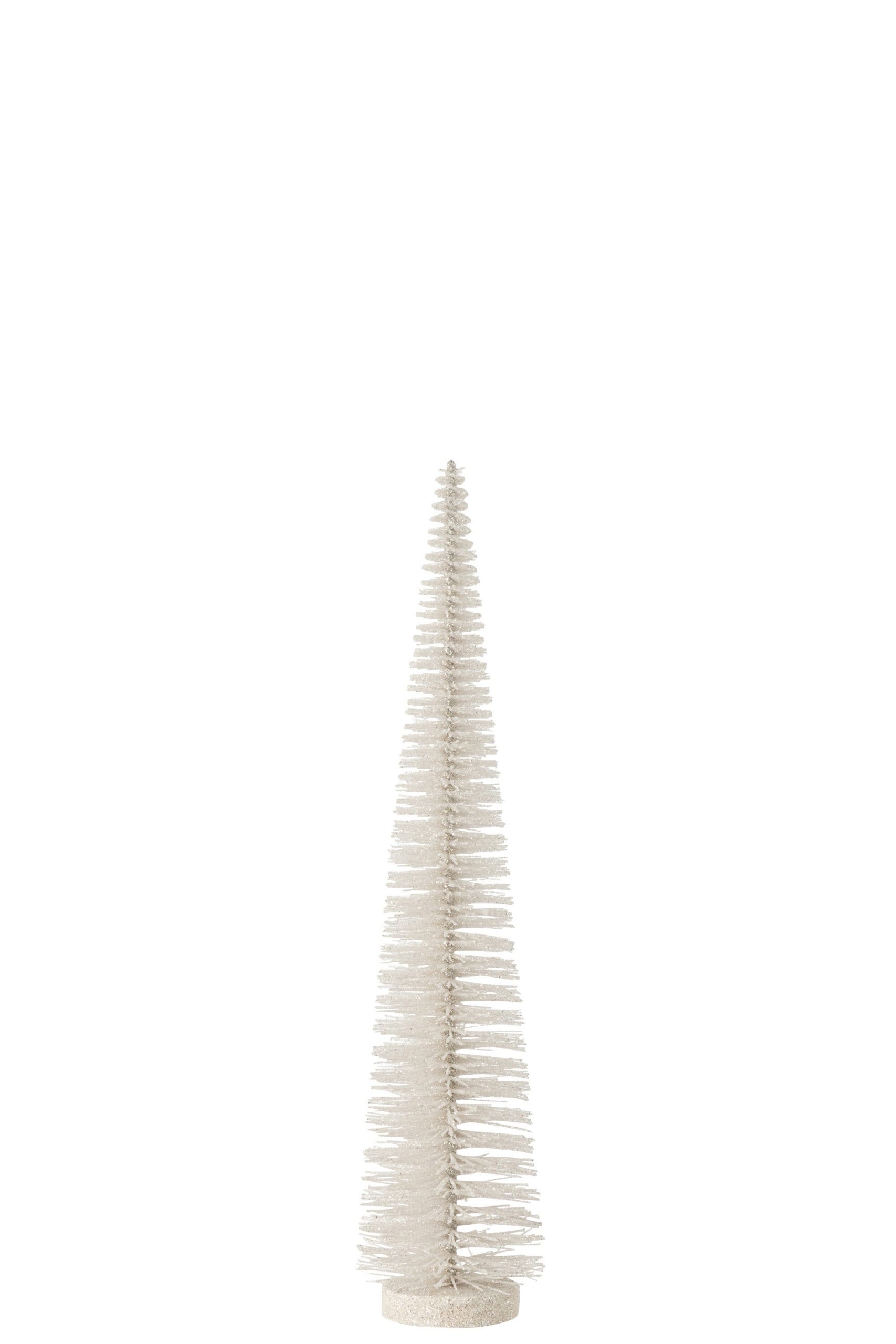 J-Line decoratie Kerstboom Glitter - kunststof - wit medium
