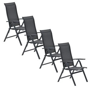 Garden Impressions Tuinstoel Siena verstelbaar donker grijs – 4 stuks