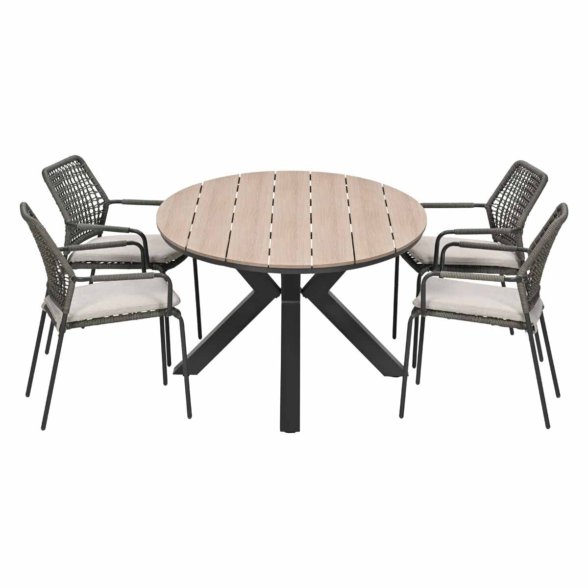 Garden Impressions Tuinset Natas grijs 5-delig - Tulli tuintafel 180x1
