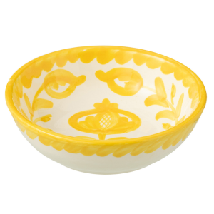 J-Line kom Granada Low – keramiek – wit/geel – small – Ø 14 cm J-Line kom Granada Low – keramiek – wit/geel – small – Ø 14 cm