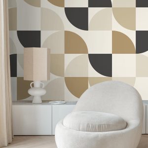 ESTAhome fotobehang geometrische vormen beige en zwart – 250 x 279 cm ESTAhome fotobehang geometrische vormen beige en zwart – 250 x 279 cm