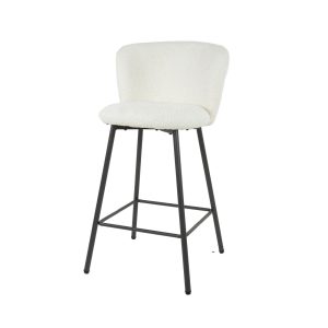 Giga Meubel Barstoel Curve – Wit Bouclé – Set van 4 Giga Meubel Barstoel Curve – Wit Bouclé – Set van 4
