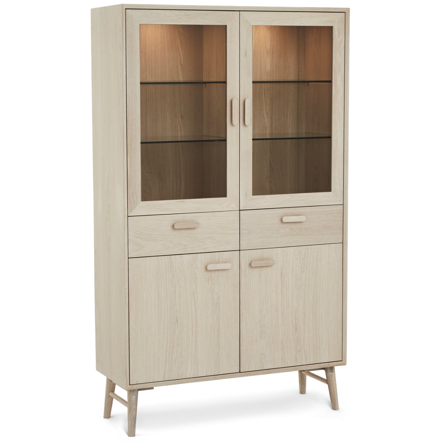 Furnhouse vitrinekast Porto - Witte olie - MDF, Eikenfineer, Glas - 40