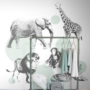 ESTAhome fotobehang dieren mintgroen – 186 x 279 cm – 158704