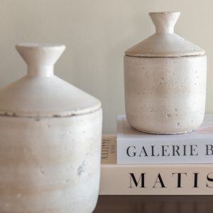 J-Line voorraadpot Decoratief Olina – cement – creme – small