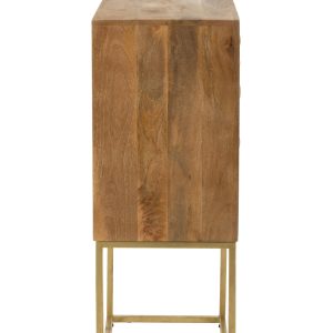 J-Line kast Nino Op Staander – metaal/mangohout – naturel/goud