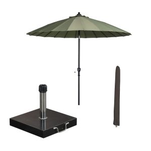 Garden Impressions stokparasol Manilla olijf Ø250 cm met Cosmo voet en Garden Impressions stokparasol Manilla olijf Ø250 cm met Cosmo voet en