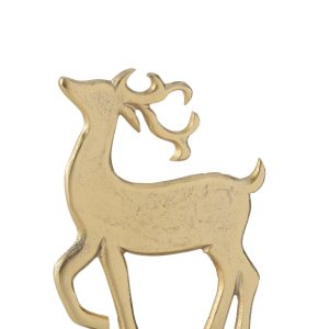 J-Line figuur Rendier Op Voet – aluminium/hout – goud – large J-Line figuur Rendier Op Voet – aluminium/hout – goud – large