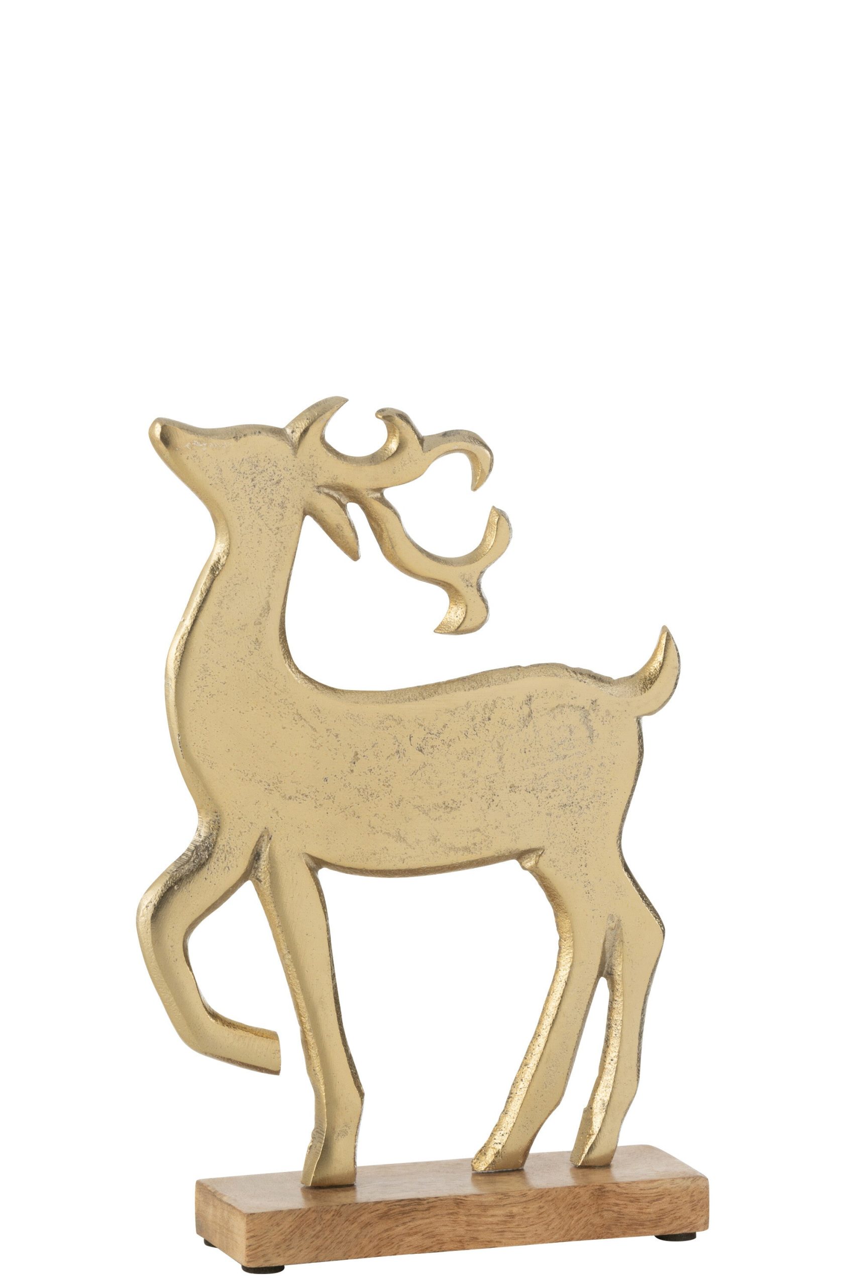 J-Line figuur Rendier Op Voet - aluminium/hout - goud - large