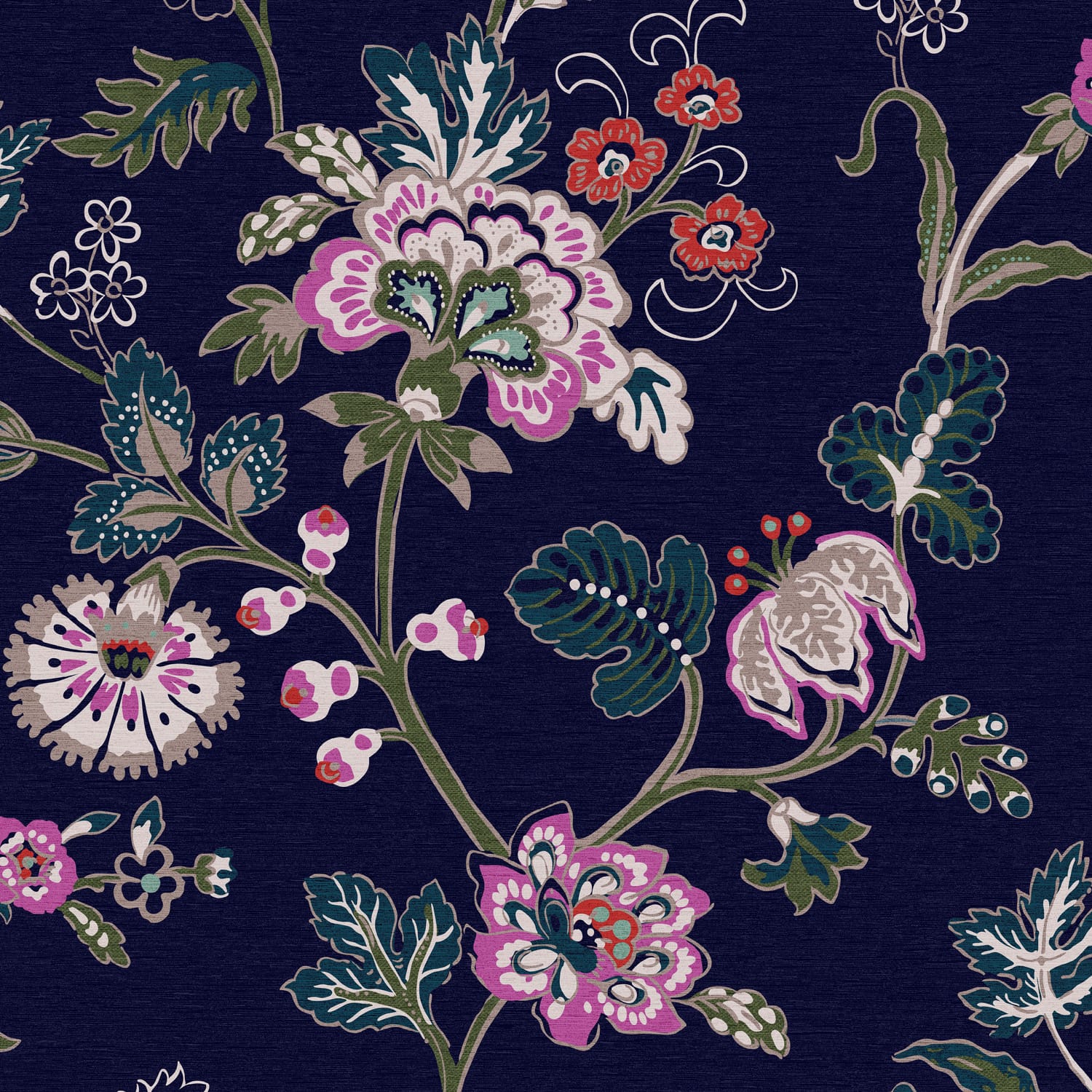 Joules Vliesbehang - Vine Cottage Floral Royal Navy - 10mx52cm