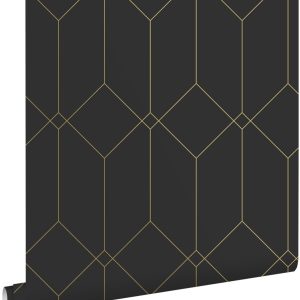 ESTAhome behang art deco motief zwart en goud – 53 cm x 10.05 m – 1397